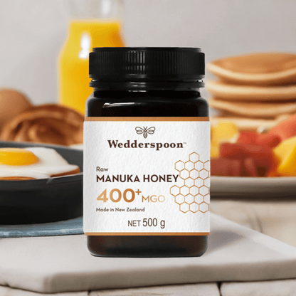 Wedderspoon Raw Manuka Honey 400 MGO (500g) – Unpasteurised High Potency - Shea Love London